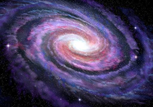 Spiral Galaxy in deep spcae, 3D illustration