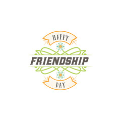 Happy Friendship day. Vector typographic colorful design. Badges for your holiday design postcards, posters.