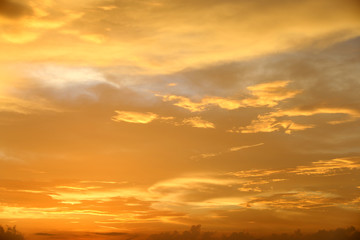 Yellow gold sky evening In tropical countries summer