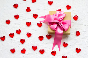 gift box with. pink satin gift bow