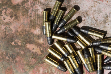  Many ammunition bullets. 22 LR for long rifle