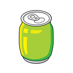 Green beer or soda soft drink can isolated.
