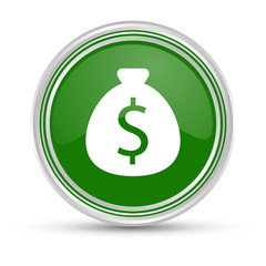 Grüner Button - Geldsack mit Dollar