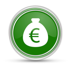 Grüner Button - Sack mit Geld - Euro