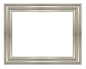 Silver vintage picture frame isolated on white background.