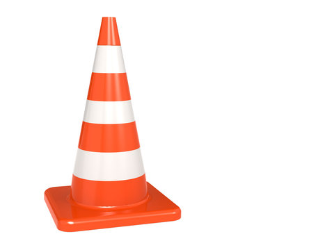 Isolated orange white traffic cone