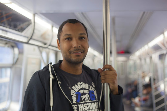 Man in a subway car