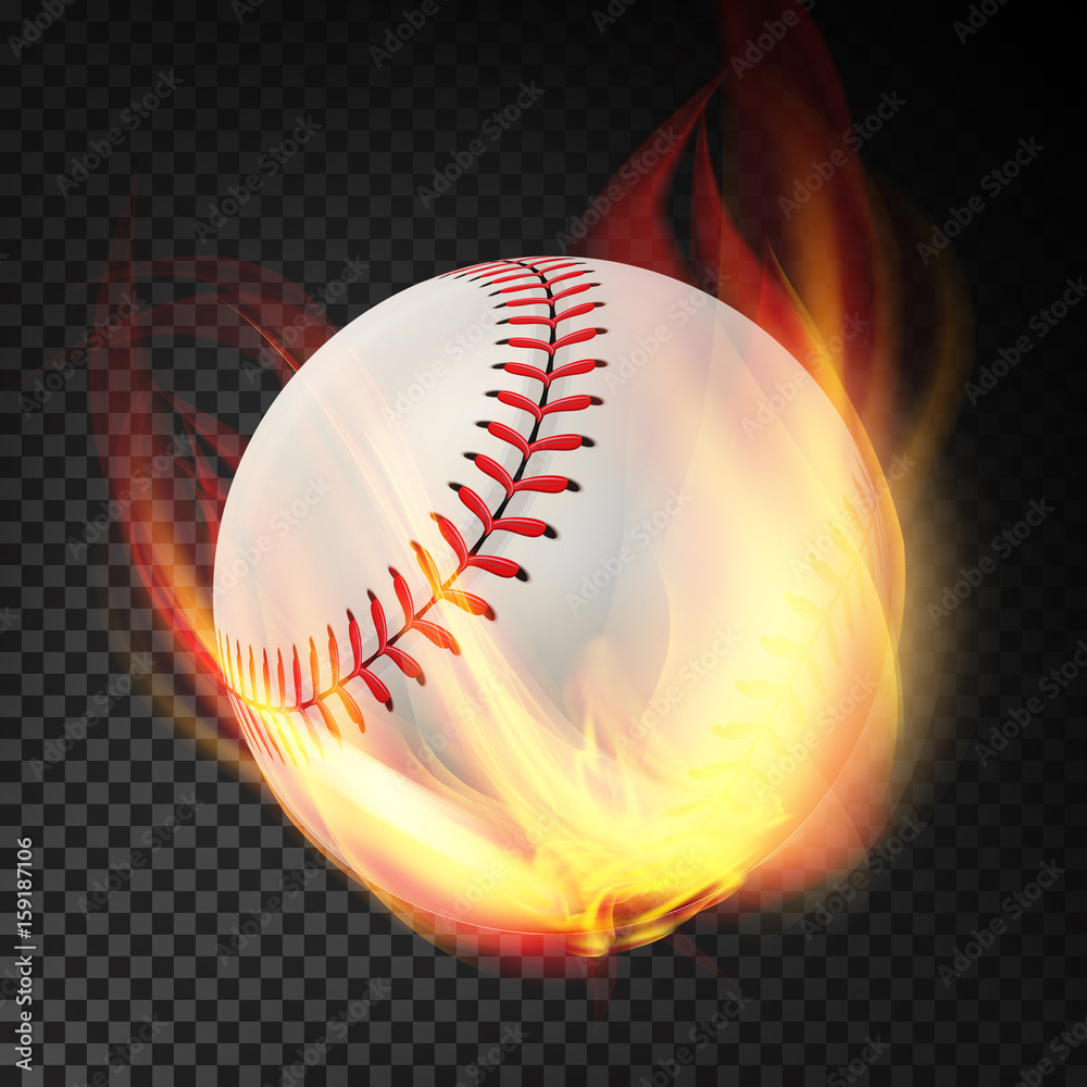 Wall mural Baseball On Fire. Burning Style. Illustration Isolated On Transparent Background