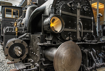 Naklejka premium Old steam locomotive in technical museum in Prague, Czech Republic