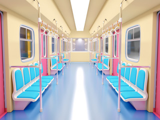 train cartoon bright interior