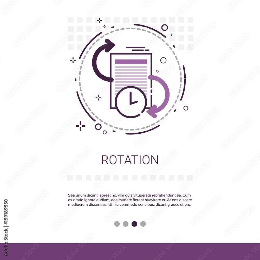 Poster rotation update application process web banner with copy space vector illustration