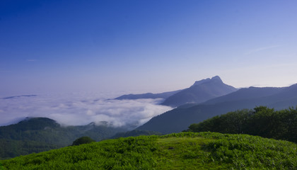 Fototapeta premium Mist and mountains in the natural park of Aiako Harri