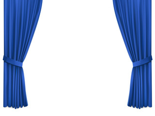 Background with luxury blue silk velvet curtains