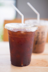 Ice of americano with coffee cafe shop