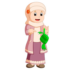 Happy Muslim kid cartoon