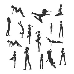 Set of sexy women silhouettes. Fashion mannequin. Collection of posing figures