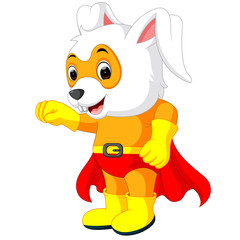 A cute cartoon superhero Easter Bunny