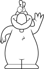 Cartoon Chicken Waving