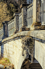 A fragment of the Visconti bridge with the lion's head in the Pavlovsk park.