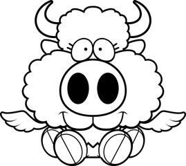 Obraz premium Cartoon Buffalo Wings Sitting