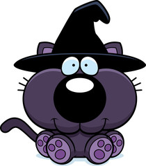 Cartoon Witch Cat Sitting
