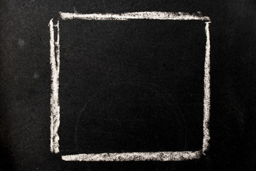 Chalk drawing as square shape as blank stamp or seal on blackboard background