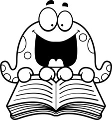 Cartoon Octopus Reading