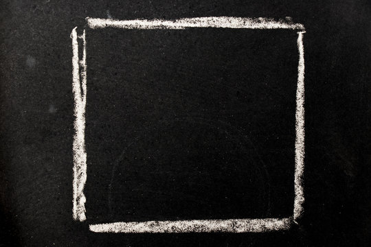 Chalk drawing as square shape as blank stamp or seal on blackboard background