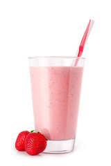 strawberry smoothie isolated on white