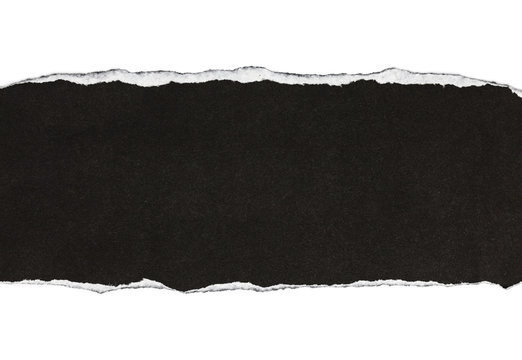 black torn paper isolated on white background.