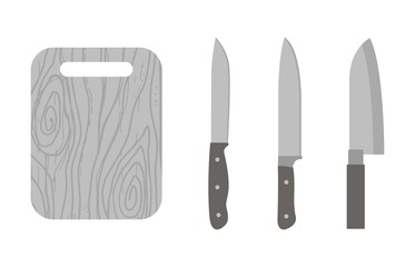 Kitchen knife and board for slicing vector illustration