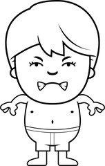 Angry Boy in Swimsuit