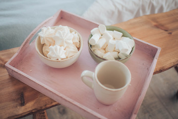 Sweet pink marshmallow - zephyr and cup of Coffee Provence