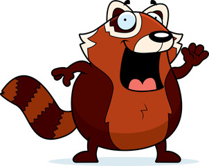 Cartoon Red Panda Waving
