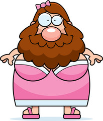 Happy Cartoon Bearded Lady