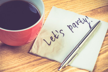 Romantic message written on napkin