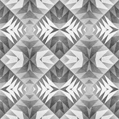 Monochrome Tribal Seamless Pattern. Aztec Style Abstract Geometric Art Print.