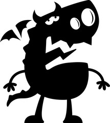 Cartoon Dragon Silhouette Sad