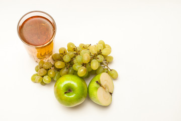 Fruit juice, smoothies from apples and grapes. Concept of healthy eating.