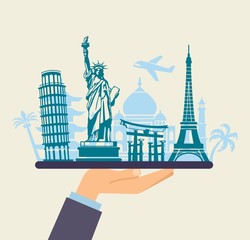 Conceptual symbol of traveling around the world