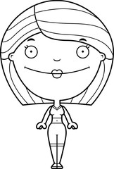 Happy Cartoon Fitness Woman