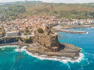 View from top, castle of Aci Castello, Catania, Sicily - Italy