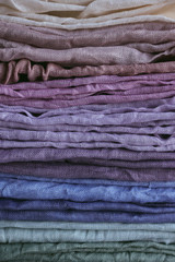 Natural hand-dyed fabrics, Linen, Stack of fabric, Pastel colors