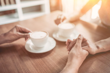 Couple in love in cafe