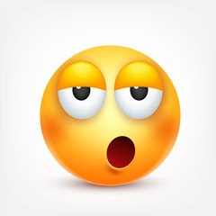 Smiley,emoticon. Yellow face with emotions. Facial expression. 3d realistic emoji. Funny cartoon character.Mood. Web icon. Vector illustration.
