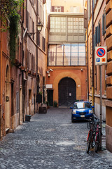 Rome, cozy street in the centre of Rome, Italy.