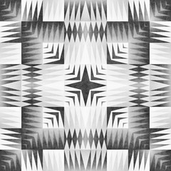 Monochrome Tribal Seamless Pattern. Aztec Style Abstract Geometric Art Print. - 159207369