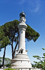  Manfredi Lighthouse on the hill Gianiculum in Rome, Italy. Built in 1911, it was a gift from...