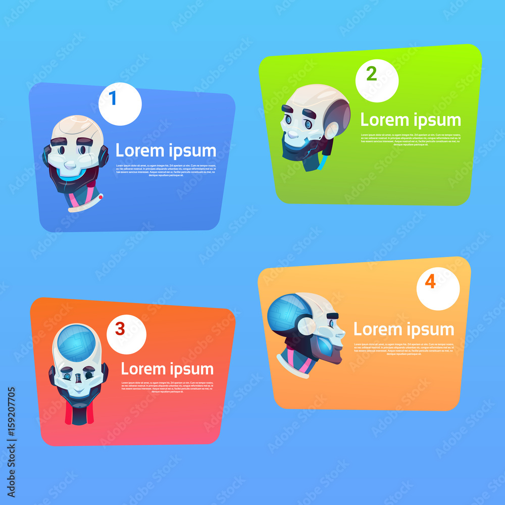 Poster chat bot robot virtual assistance element of website or mobile applications artificial intelligence 