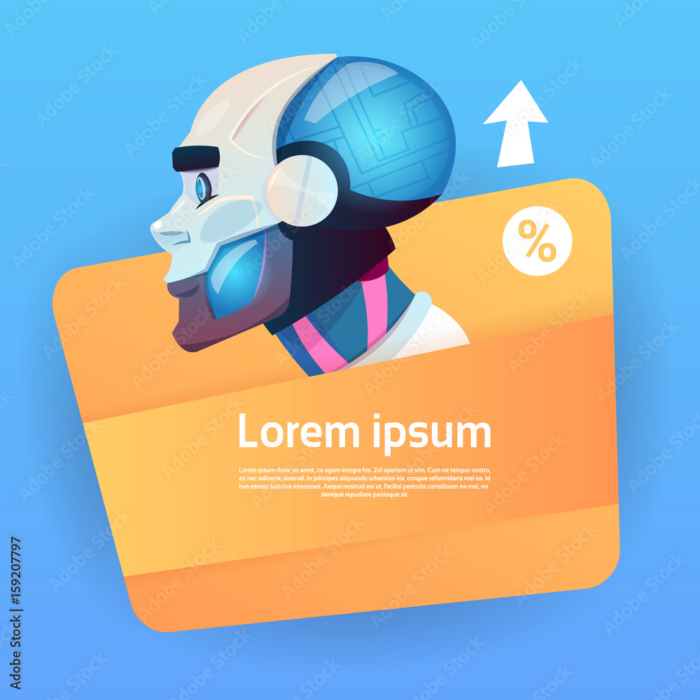 Poster chat bot robot virtual assistance element of website or mobile applications artificial intelligence 